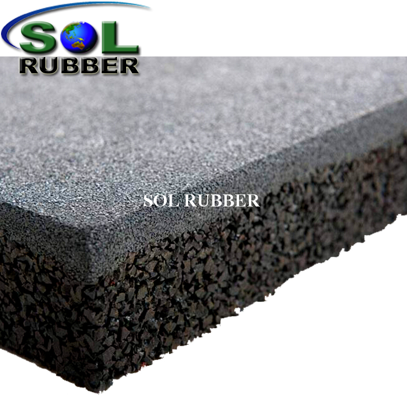 SOL RUBBER used children outdoor safety crossfit playground rubber floor tiles mat fine SBR granules surface, bigger SBR granules bottom