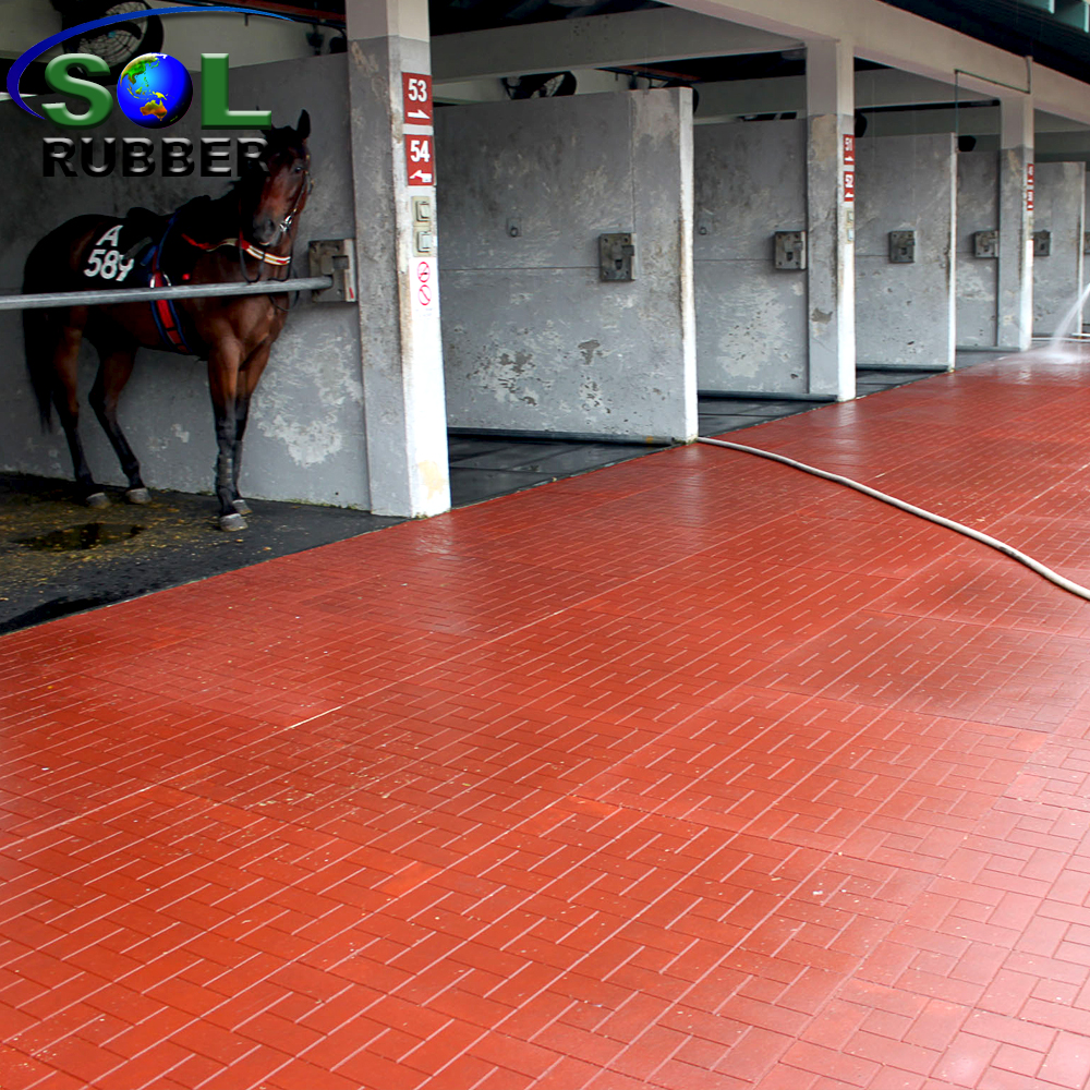 SOL RUBBER outdoor driveway recycled rubber brick tiles mats lowes fine SBR granules surface, bigger SBR granules bottom