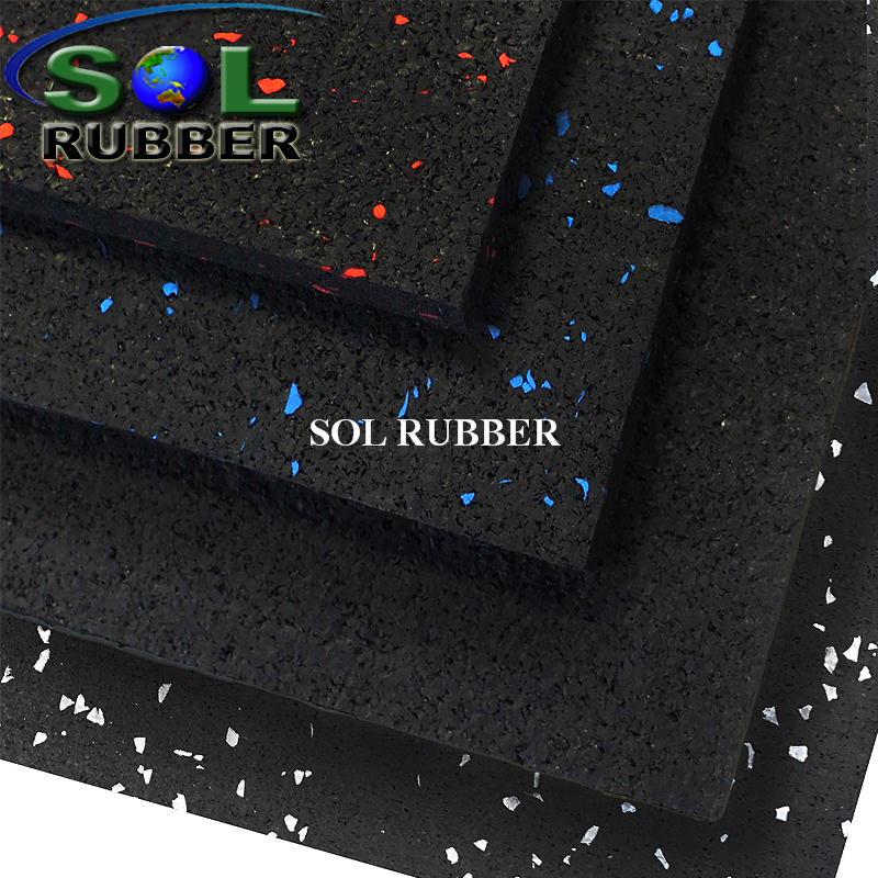 SOL RUBBER wholesale rubber gym flooring mat EPDM granules surface, bigger SBR granules bottom