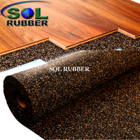 SOL RUBBER Acoustic Underlay rubber Mat with Optimal Sound Absorption fine SBR granuless mixed with foam and sawdust bodies