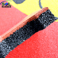 SOL RUBBER outdoor driveway recycled rubber brick tiles patio pavers mats lowes fine SBR granules surface, bigger SBR granules bottom