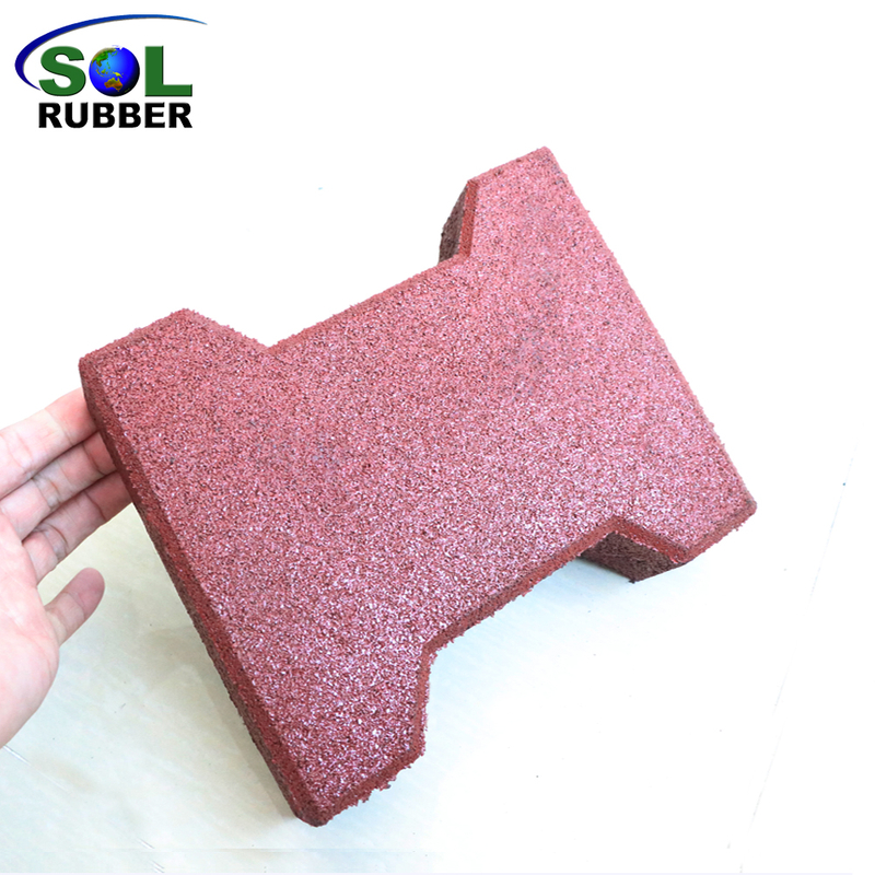 SOL RUBBER outdoor driveway recycled rubber brick tiles patio pavers mats lowes fine SBR granules surface, bigger SBR granules bottom