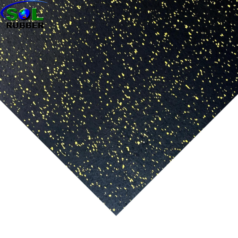 SLGT-Yellow SOL RUBBER EPDM Rubber Gym Floor Rubber Mats for Gyms Black Rubber Floor with Yellow Star