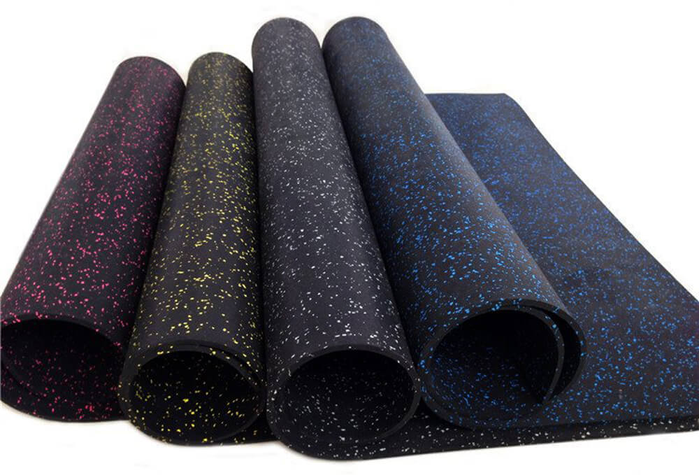 3mm-12mm Black with 10% Colorfull Dot Surface Rubber Gym Floor Mat