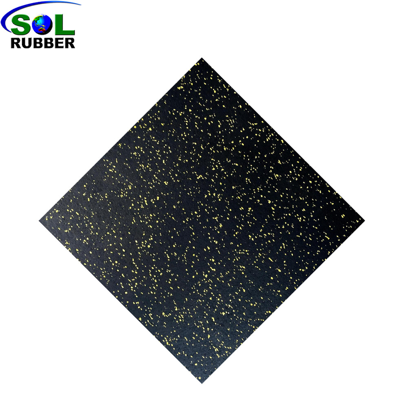 SLGT-Yellow SOL RUBBER EPDM Rubber Gym Floor Rubber Mats for Gyms Black Rubber Floor with Yellow Star