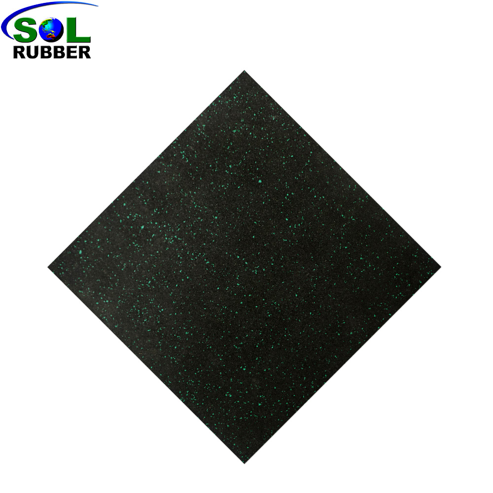 SLGT-Green SOL RUBBER Gym Black with White Color Rubber Gym Flooring Tile for Crossfit