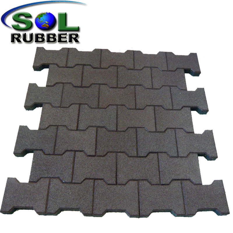 Interlocking Outdoor Patio Recycled Rubber Flooring Pavers