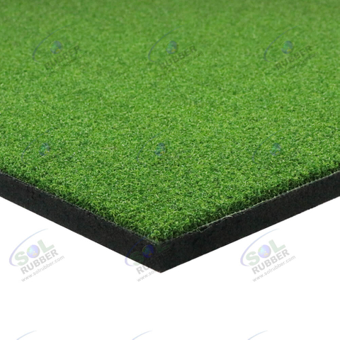 Artificial Grass Topped Gym Rubber Floor Tiles For Commercial Fitness