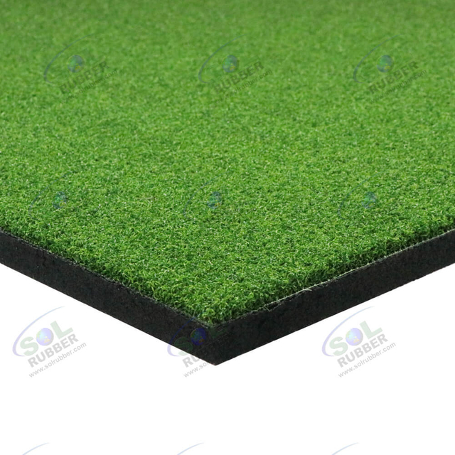 Artificial Grass Topped Gym Rubber Floor Tiles For Commercial Fitness