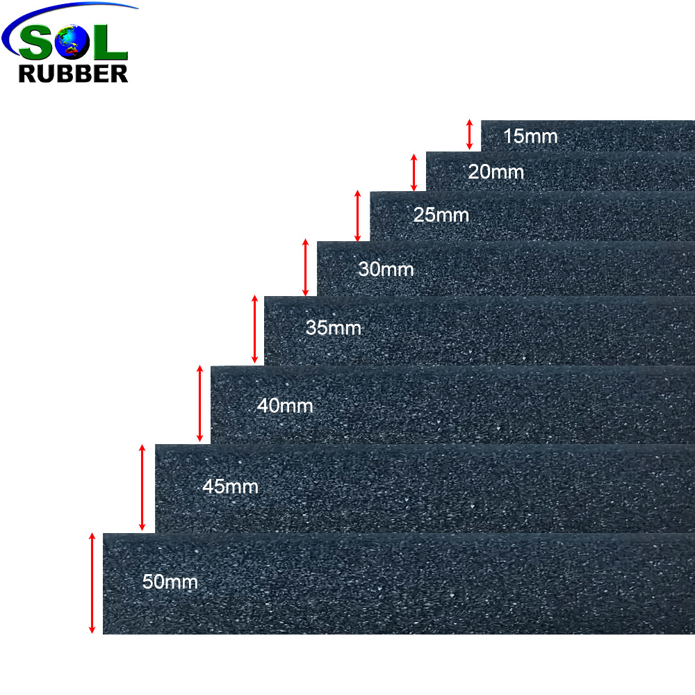 SLGT-Gray-SOL RUBBER Gym Crossfit Rubber Floor 1000*1000mm Thickness Rubber Mat