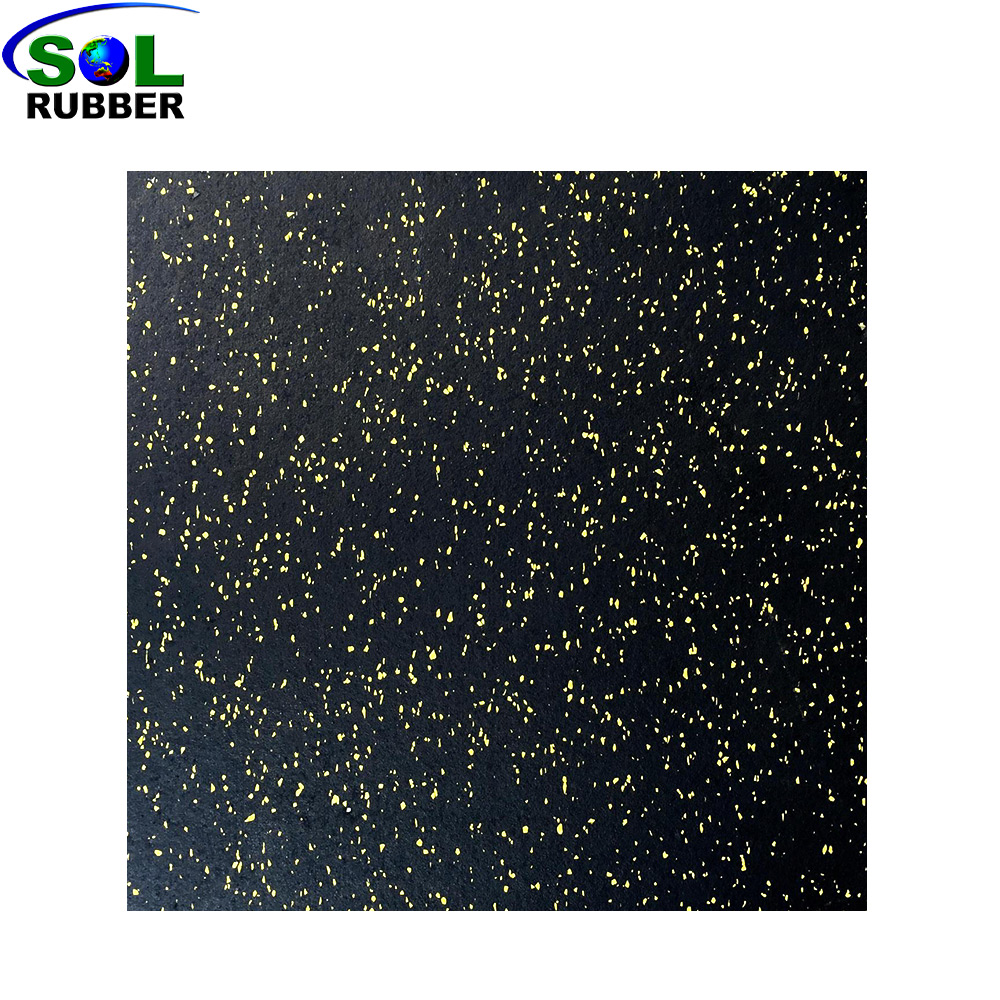 SLGT-Yellow SOL RUBBER EPDM Rubber Gym Floor Rubber Mats for Gyms Black Rubber Floor with Yellow Star