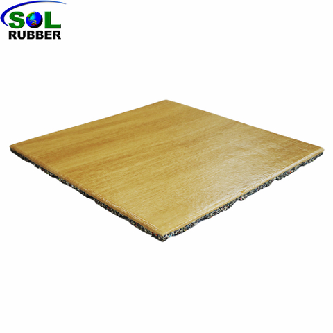 Wood Grain Rubber Gym Flooring Tiles for Commercial Fitness Centers