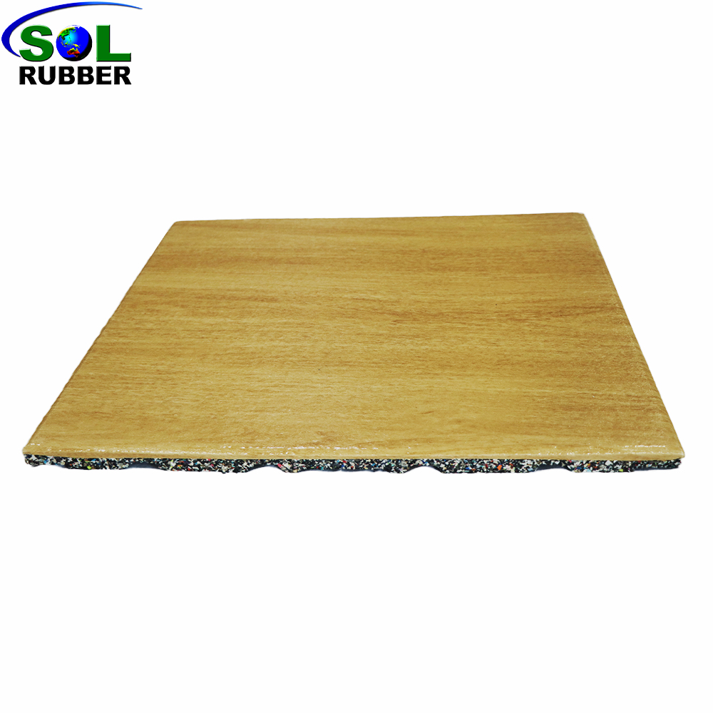 Wood Grain Rubber Gym Flooring Tiles for Commercial Fitness Centers