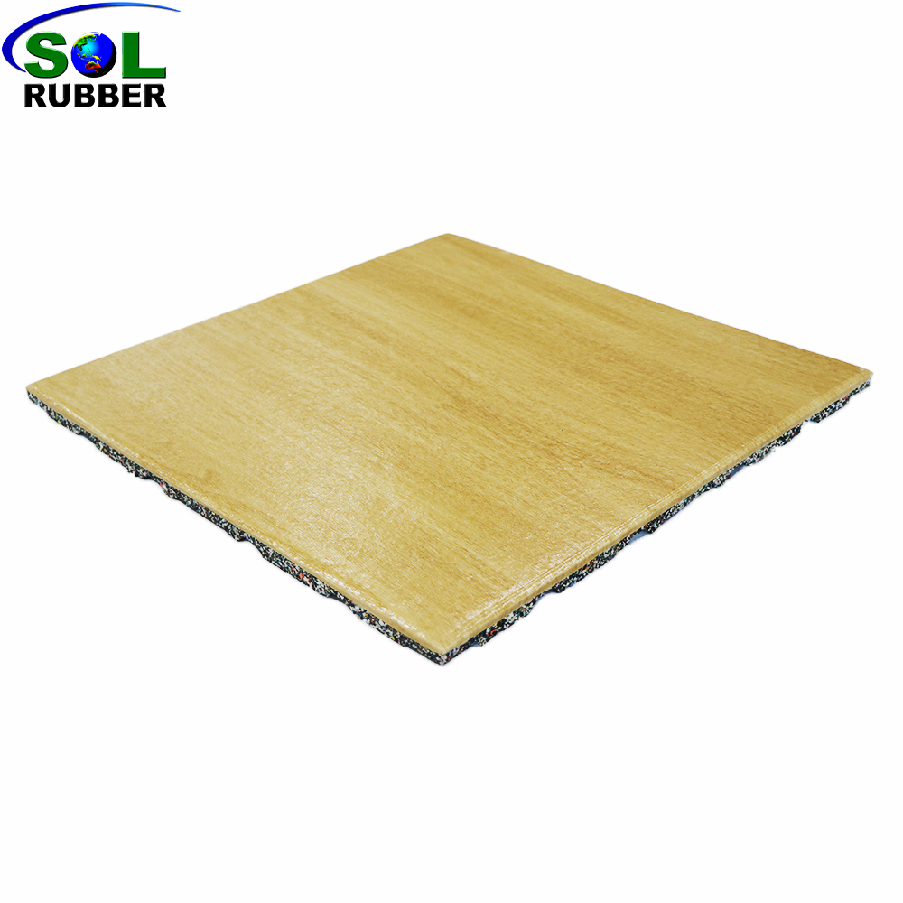 Wood Grain Rubber Gym Flooring Tiles for Commercial Fitness Centers