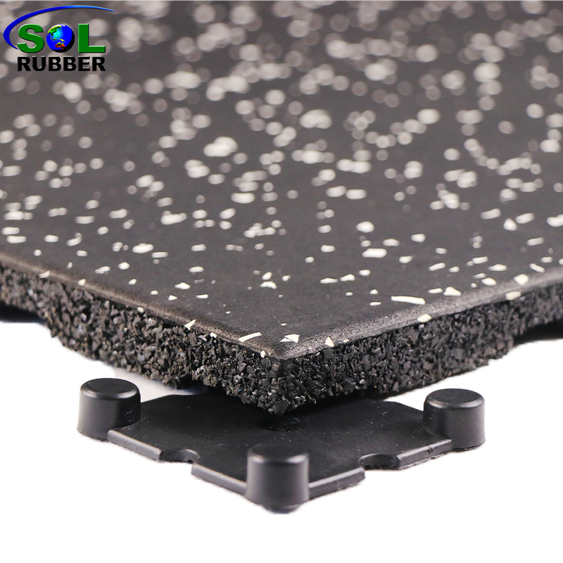 SLCGTEI20-WF Shock Absorbing White EPDM Flecks Rubber Gym Floor Tiles