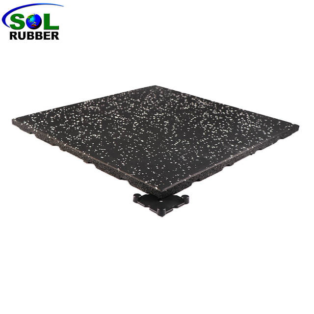 SLCGTEI20-WF Shock Absorbing White EPDM Flecks Rubber Gym Floor Tiles