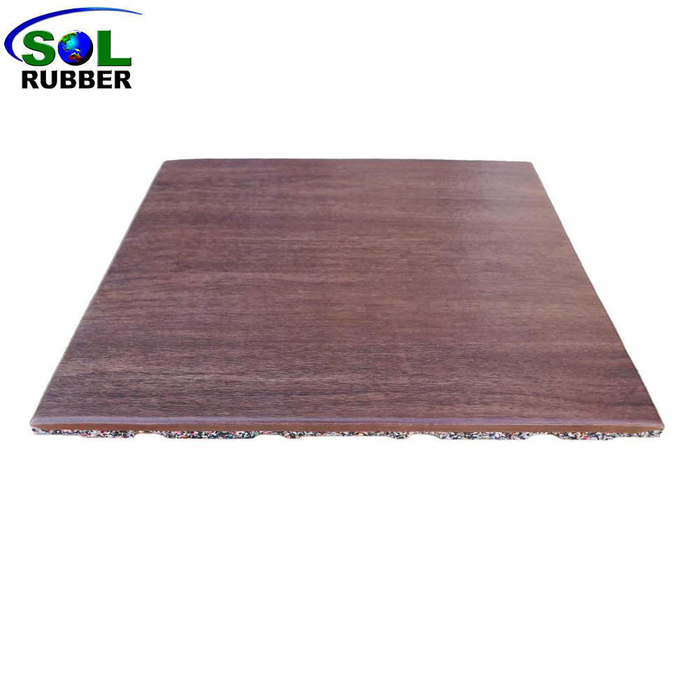 Wood Grain Odorless Absorption Gym Equipment Rubber Gym Floor Mat