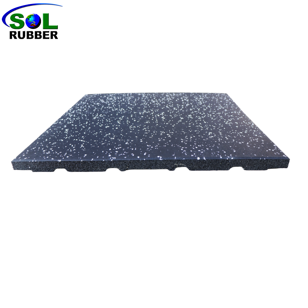 SLCGTEI20-WF Shock Absorbing White EPDM Flecks Rubber Gym Floor Tiles